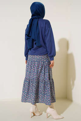 Eteği Desenli İkili Takım İndigo - İKİLİ TAKIM