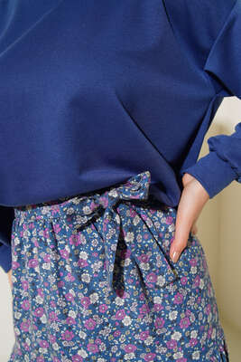 Eteği Desenli İkili Takım İndigo - İKİLİ TAKIM