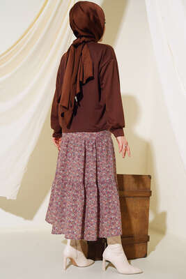 Eteği Desenli İkili Takım Kahve - İKİLİ TAKIM