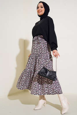 Eteği Desenli İkili Takım Siyah - TEGOE