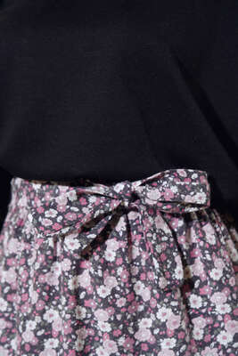 Eteği Desenli İkili Takım Siyah - İKİLİ TAKIM