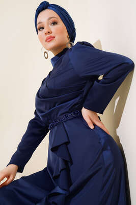 Eteği Fırfırlı Kuşak Boncuklu Abiye Parlement - Elbise