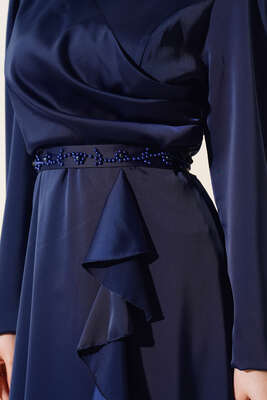 Eteği Fırfırlı Kuşak Boncuklu Abiye Parlement - Elbise