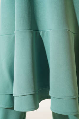 Eteği Ucu Kat Detaylı Tunik Pantolon Takım Mint Yeşili - Thumbnail