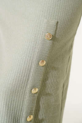 Etek Düğmeli Fitilli Elbise Çağla Yeşili - Tesettür Elbise