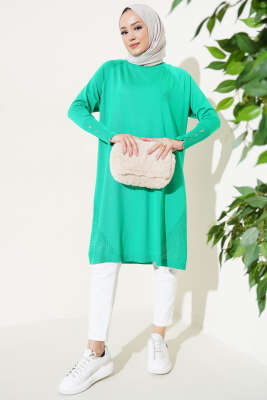 Etek Ucu Dantel Detaylı Triko Tunik Benetton - Triko Tunik