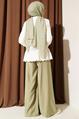 Etek Ucu Dantelli Ajurlu Kısa Hırka Krem - Hırka