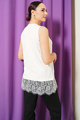 Etek Ucu Dantelli İçlik Beyaz - Kadın İçlik