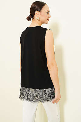 Etek Ucu Dantelli İçlik Siyah - Kadın İçlik