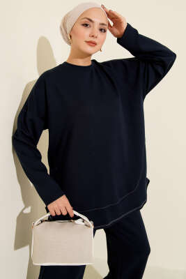 Etek Ucu Dikişli Loyşa İkili Takım Lacivert - İkili Takım