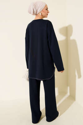 Etek Ucu Dikişli Loyşa İkili Takım Lacivert - İkili Takım
