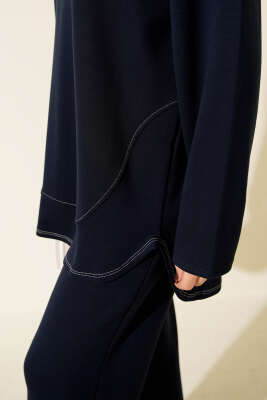 Etek Ucu Dikişli Loyşa İkili Takım Lacivert - İkili Takım