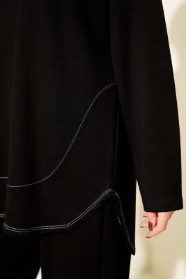 Etek Ucu Dikişli Loyşa İkili Takım Siyah - İkili Takım