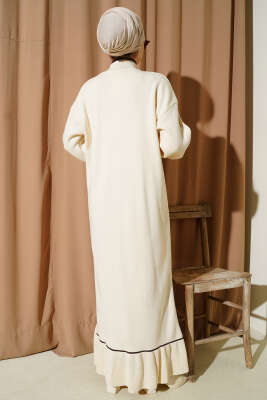 Etek Ucu Fırfır Detaylı Triko Elbise Taş - Elbise