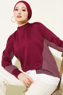Etek Ucu Garni Detaylı Loyşa Tunik Bordo - DESTİNA