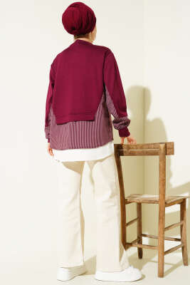 Etek Ucu Garni Detaylı Loyşa Tunik Bordo - Tunik