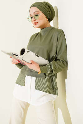 Etek Ucu Garni Detaylı Loyşa Tunik Haki - DESTİNA