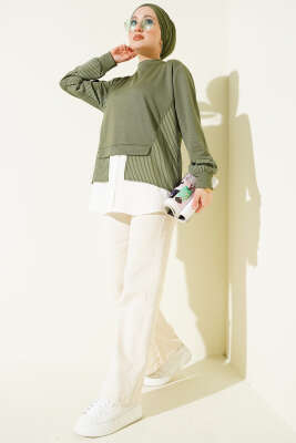 Etek Ucu Garni Detaylı Loyşa Tunik Haki - Tunik