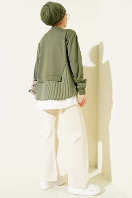 Etek Ucu Garni Detaylı Loyşa Tunik Haki - Tunik