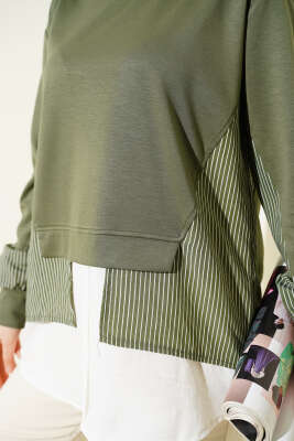 Etek Ucu Garni Detaylı Loyşa Tunik Haki - Tunik