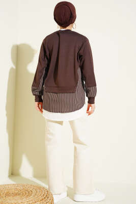 Etek Ucu Garni Detaylı Loyşa Tunik Kahve - Tunik