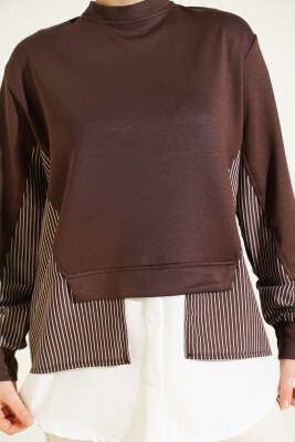 Etek Ucu Garni Detaylı Loyşa Tunik Kahve - Tunik