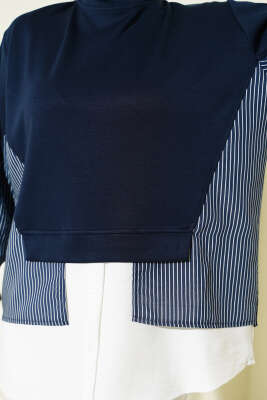 Etek Ucu Garni Detaylı Loyşa Tunik Lacivert - Tunik