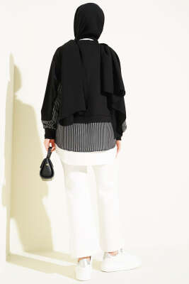 Etek Ucu Garni Detaylı Loyşa Tunik Siyah - Tunik