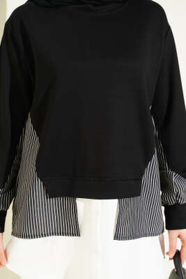 Etek Ucu Garni Detaylı Loyşa Tunik Siyah - Tunik