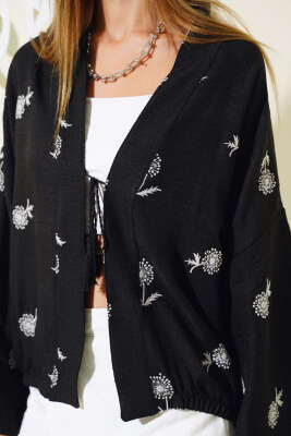 Etek Ucu Lastikli Kimono Siyah - Kadın Giyim Modelleri