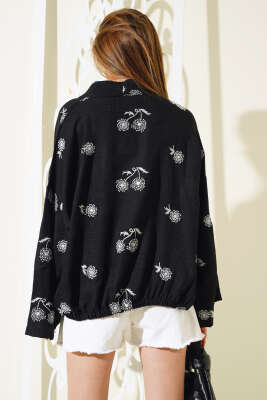 Etek Ucu Lastikli Kimono Siyah - Kadın Giyim Modelleri