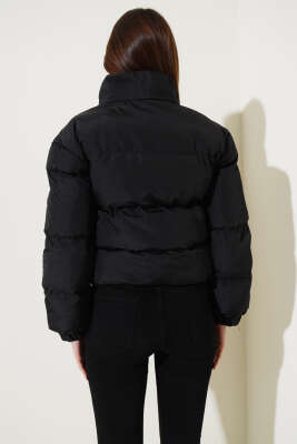 	 Etek Ucu Lastikli Kısa Şişme Mont Siyah - Kadın Giyim Modelleri