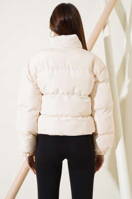 Etek Ucu Lastikli Kısa Şişme Mont Taş - Kadın Giyim Modelleri