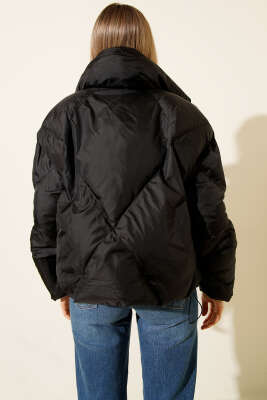 Etek Ucu Lastikli Şişme Kısa Mont Siyah - Kadın Giyim Modelleri