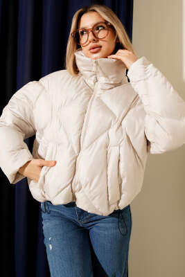 Etek Ucu Lastikli Şişme Kısa Mont Taş - Kadın Giyim Modelleri