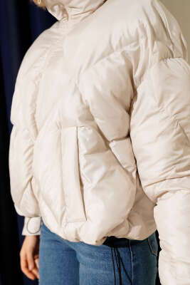 Etek Ucu Lastikli Şişme Kısa Mont Taş - Kadın Giyim Modelleri