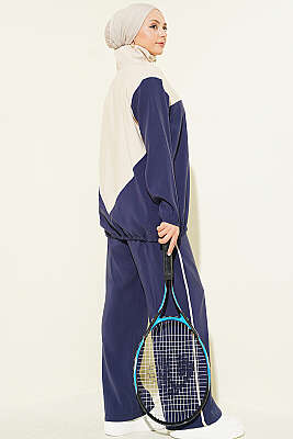 Etek Ucu Lastikli Tensel İkili Takım Lacivert - İkili Takım