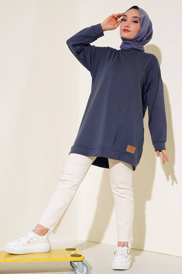 Etek Ucu Logolu Tunik Antrasit - Tunik