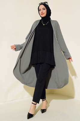 Etek Ucu Pileli Kolsuz İçlik Siyah - Yılın Fırsatı