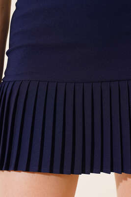 Etek Ucu Piliseli Etek Lacivert - Kadın Giyim Modelleri