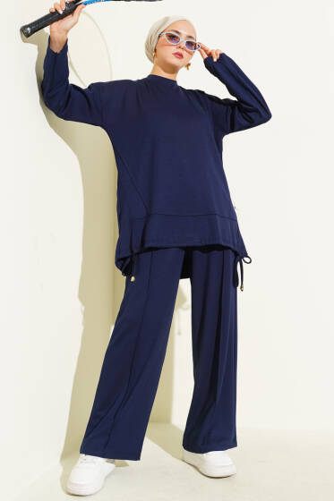 Etek Ucu Tünelli Loyşa İkili Takım Lacivert - İkili Takım