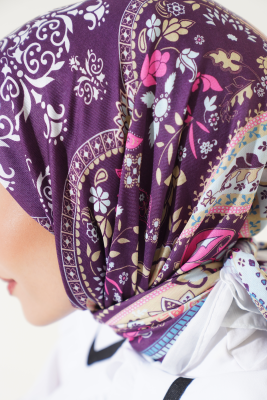 Etnik Çiçekli Soft Eşarp Beyaz - Yılın Fırsatı