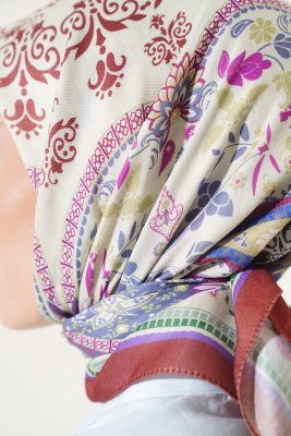 Etnik Çiçekli Soft Eşarp Kiremit - Yılın Fırsatı