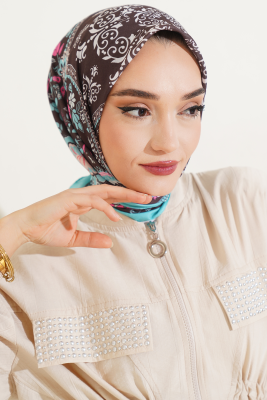 Etnik Çiçekli Soft Eşarp Mint Yeşili - Yılın Fırsatı