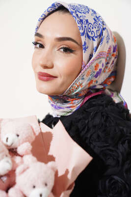 Etnik Çiçekli Soft Eşarp Nar Çiçeği - Yılın Fırsatı