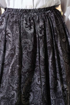 Etnik Desen Asimetrik Dikişli Şifon Etek Siyah - Etek