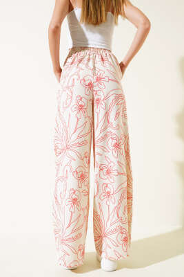 Etnik Desen Bol Paça Pantolon Bej - Kadın Giyim Modelleri