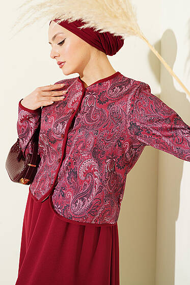 Etnik Desen Ceketli Etekli İkili Takım Bordo - 700-100 TL Ürünler