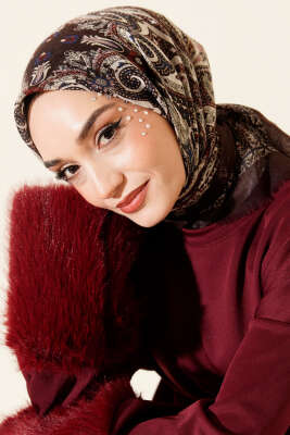 Etnik Desen Flamu Cotton Eşarp Acı Kahve - Günün Seçilenleri