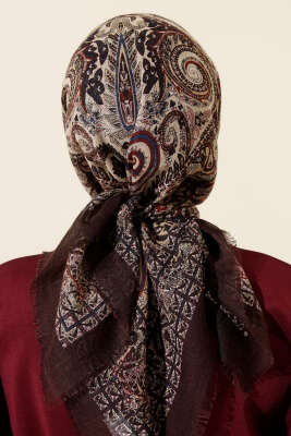 Etnik Desen Flamu Cotton Eşarp Acı Kahve - Günün Seçilenleri